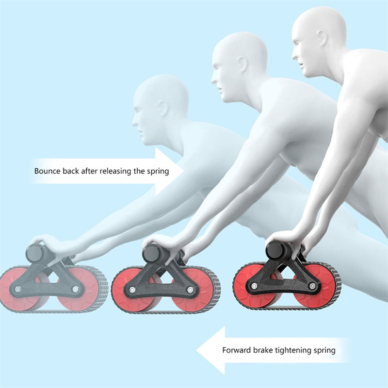 Double Wheel Ab Roller with Auto-Rebound & Knee Pad