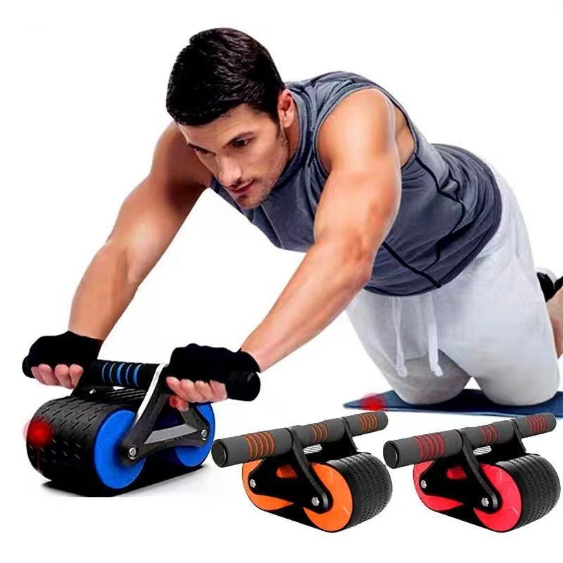 Double Wheel Ab Roller with Auto-Rebound & Knee Pad