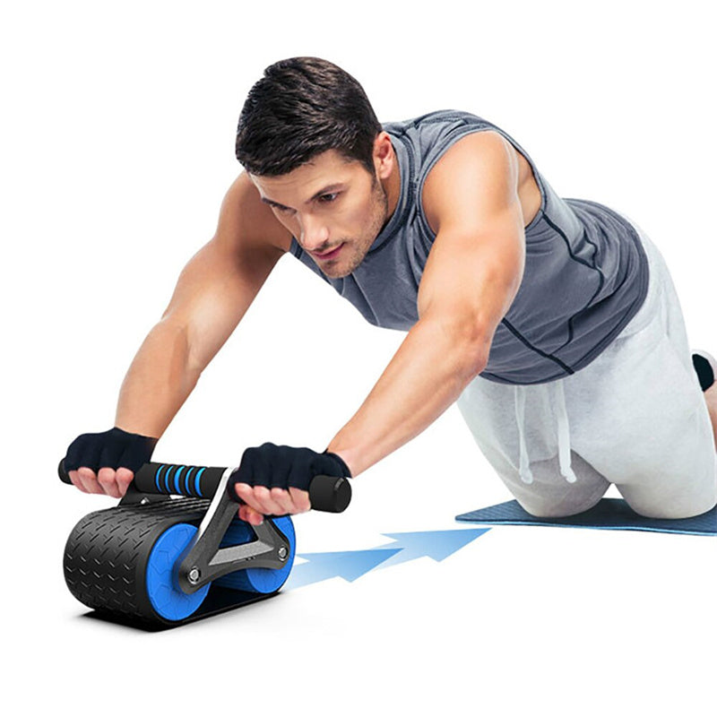 Double Wheel Ab Roller with Auto-Rebound & Knee Pad