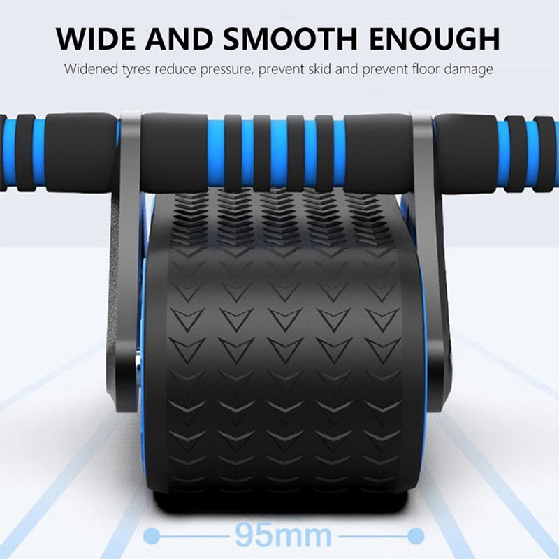 Double Wheel Ab Roller with Auto-Rebound & Knee Pad