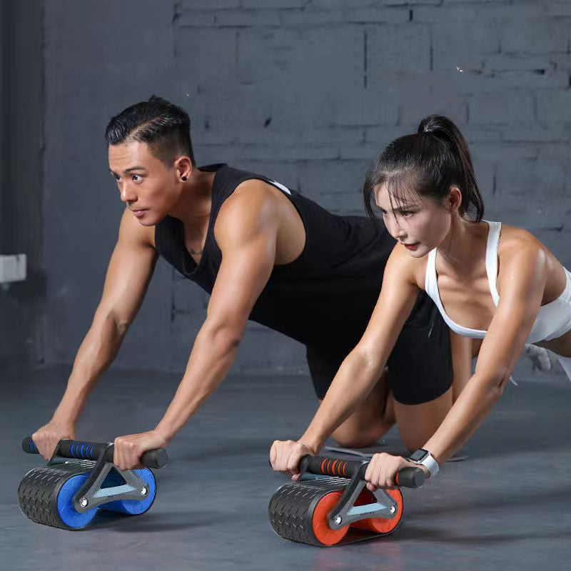 Double Wheel Ab Roller with Auto-Rebound & Knee Pad
