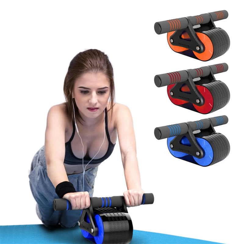 Double Wheel Ab Roller with Auto-Rebound & Knee Pad