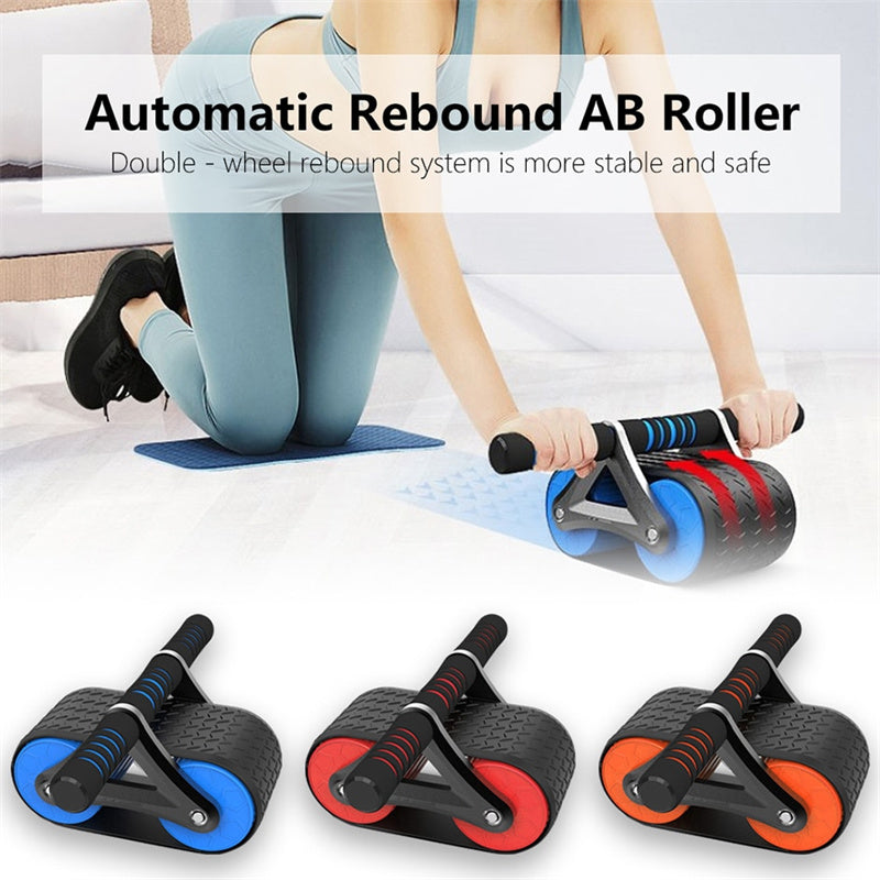 Double Wheel Ab Roller with Auto-Rebound & Knee Pad